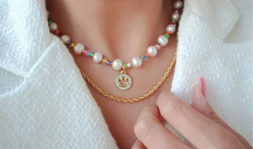 Happy Day | 24K Gold Freshwater Pearl & Bead Choker - Image 3