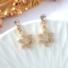 "Let It Snow" | 24K Snowflake CZ Stud Dangle Earrings
