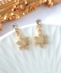 "Let It Snow" | 24K Snowflake CZ Stud Dangle Earrings