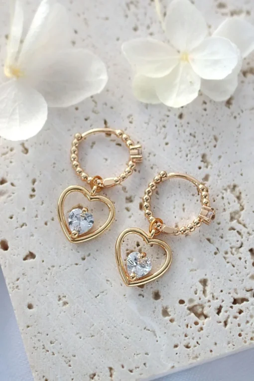 Little Sweetheart 24K Heart Hoops