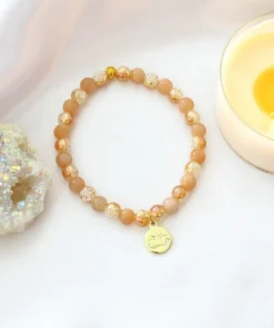 Sunstone Elastic Bracelet | 24K Lotus Flower