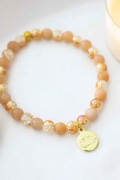 Sunstone Elastic Bracelet | 24K Lotus Flower - Image 2