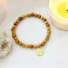 Tiger's Eye Stone Elastic Bracelet | 24K Gold Lotus Flower Amulet for Protection & Positive Energy