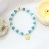 Aquamarine Elastic Bracelet | 24K Lotus Flower