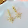 "Polaris Star" | 24K Gold-Plated Hoops with Star Charm & Diamond-Cut Cubic Zirconia