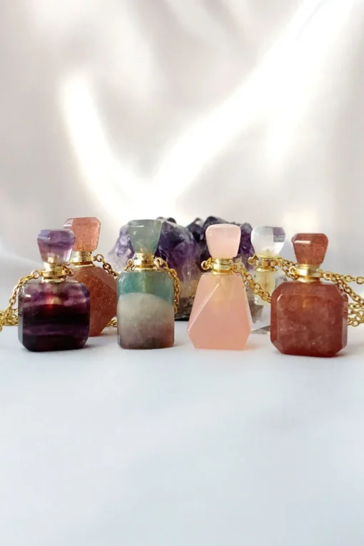 Magic Potion Bottle Necklaces | 24K Gold Pendant with Natural Crystals