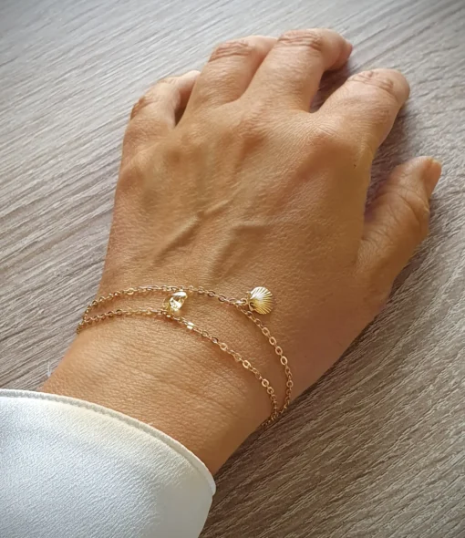 18K gold plated seashell bracelet with yellow crystal butterfly