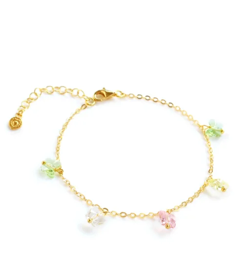 Fluttering Elegance | 18K Gold Plated Bracelet with Austrian Crystal Butterflies