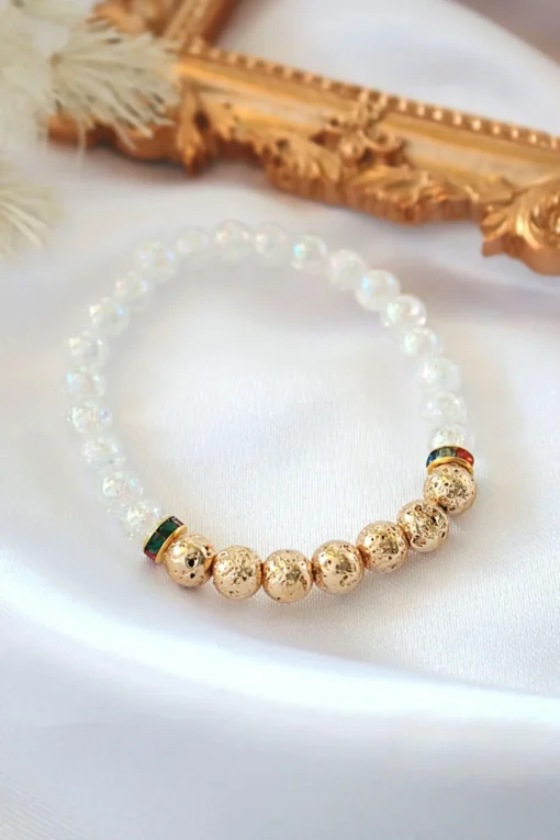 Aroma Diffuser Bracelet - Golden Lava Stone Elastic Bracelet