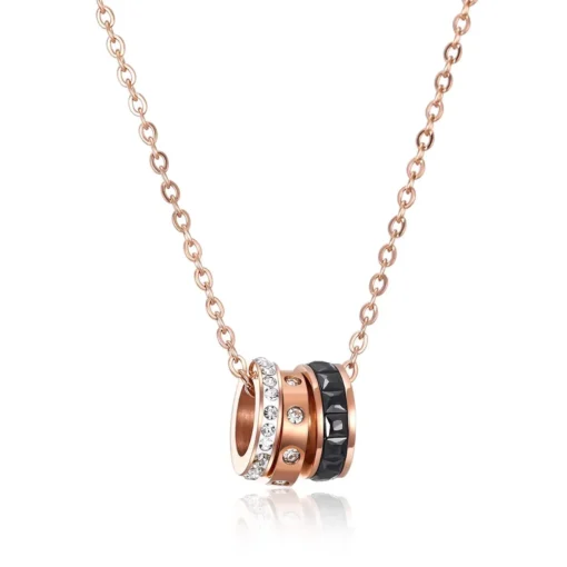 Rose Gold Triple Ring Necklace