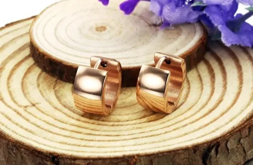 Stainless Steel Rose Gold Hoop Earring - Image 2