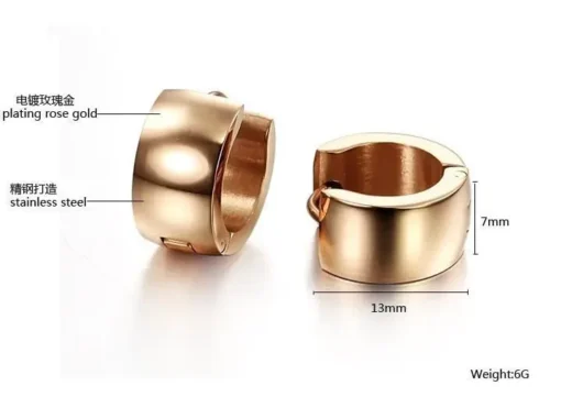 Stainless Steel Rose Gold Hoop Earring - Image 3