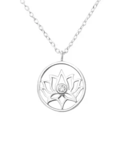 Silver Lotus Necklace Pendant Necklace