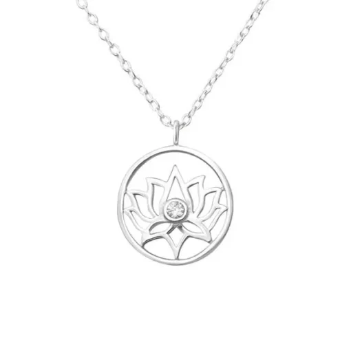 Silver Lotus Necklace Pendant Necklace