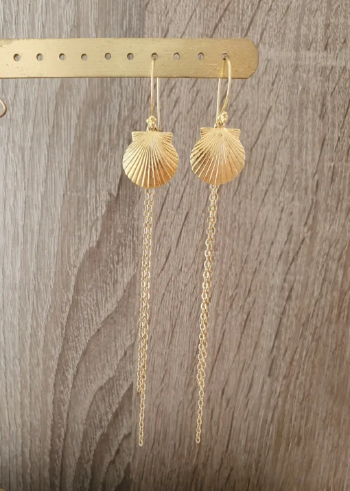 Long-length 18K gold plated seashell earrings - Image 4