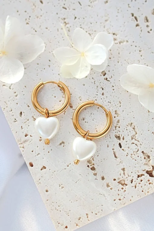 24K gold-plated hoop earrings with pearls, showcasing elegance and timeless beauty.