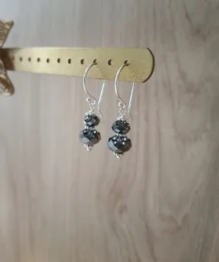 Rhodium plated earrings with black diamond Austrian crystals – elegant and luxurious jewelry for special occasions, perfect for adding timeless sophistication.