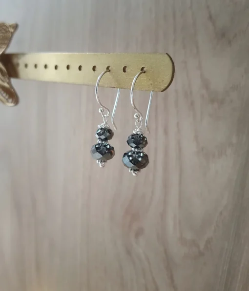 Rhodium plated earrings with black diamond Austrian crystals – elegant and luxurious jewelry for special occasions, perfect for adding timeless sophistication.