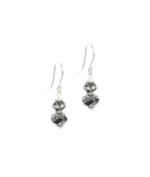 Rhodium plated earrings with Black Diamond Austrian crystals - Image 2