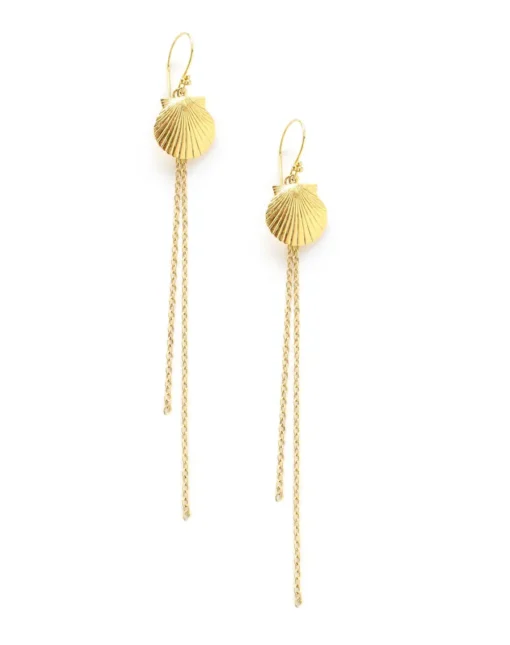 Long-length 18K gold plated seashell earrings - Image 2