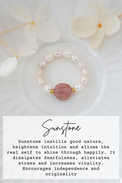 Elastic Rings with Natural Crystals & Freshwater Pearls - Image 2