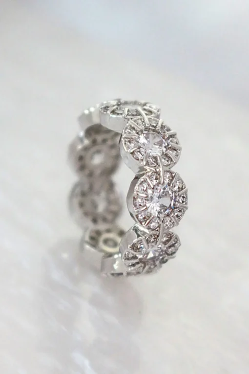 "Iris Bubbles" | 925 Silver Circle CZ Band Ring - Image 3