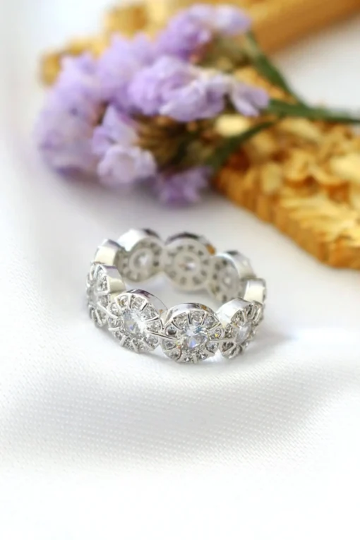 "Iris Bubbles" | 925 Silver Circle CZ Band Ring - Image 2