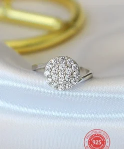 925 Silver Pave Button Ring