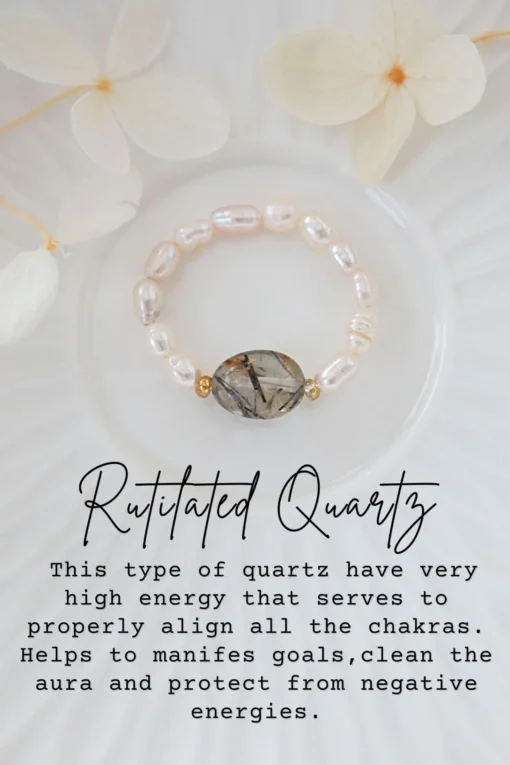 Elastic Rings with Natural Crystals & Freshwater Pearls - Image 5