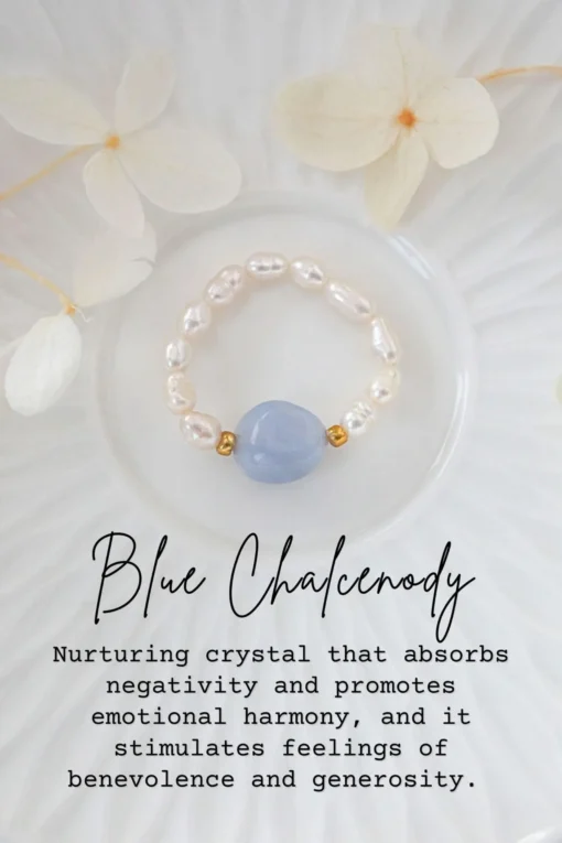 Elastic Rings with Natural Crystals & Freshwater Pearls - Image 4