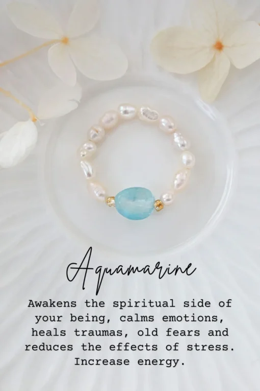 Elastic Rings with Natural Crystals & Freshwater Pearls - Image 3