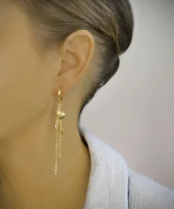 18K gold plated hoop earrings with crystal drops and seashells