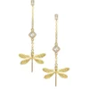 18K gold plated dragonfly and diamond-cut crystal stud earrings