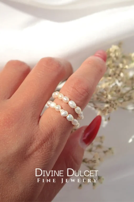 Freshwater Pearls Spiral Adjustable Ring 18K - Image 2