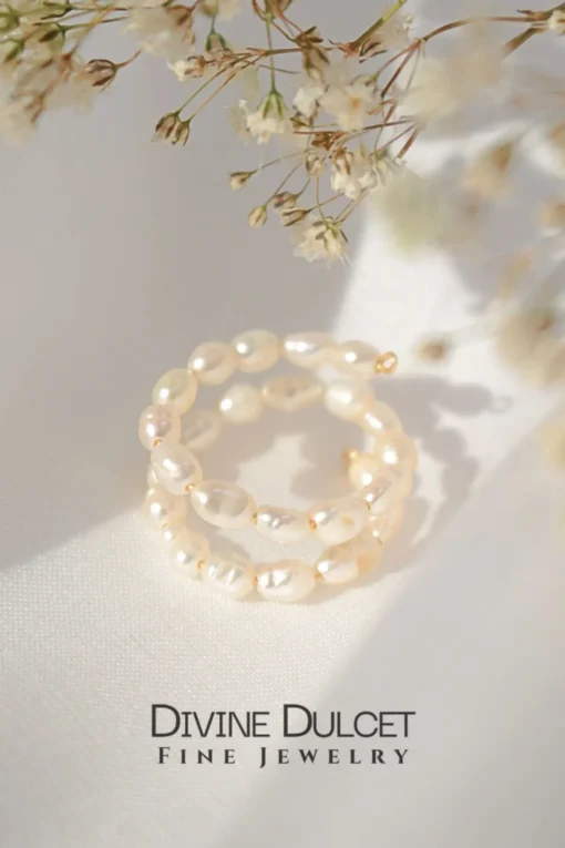 Freshwater Pearls Spiral Adjustable Ring 18K - Image 4