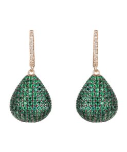 Valerie Pear Drop Gemstone Earring Rosegold Emerald Green