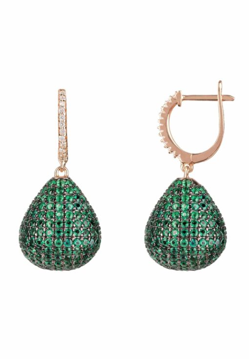 Valerie Pear Drop Gemstone Earring Rosegold Emerald Green - Image 3