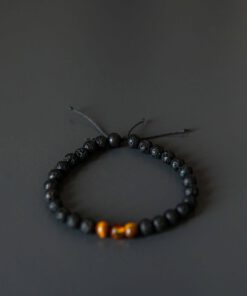 Lava Stone Bracelet with Amber and Tiger Eye